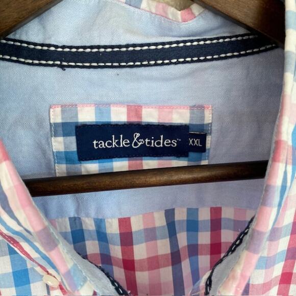 Tackle & Tides Blue, Pink and White Plaid Button Down - XXL - Picture 3 of 5